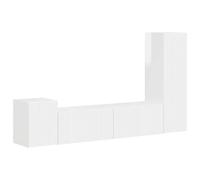 HETFTJN Set 4 Mobili TV Sospesi Bianco Lucido Legno Multistrato