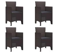 HETFTJN Set 4 Sedie da Giardino Marroni Polipropilene 53x49x85 cm | Sedute esterne con cuscino e braccioli piatti, adatte per momenti di relax su terrazzo, patio, veranda o giardino.