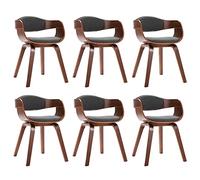 HETFTJN Set 6 Sedie da Pranzo Imbottite in Legno Curvato e Tessuto Grigio | Set di 6 poltroncine moderne con seduta imbottita ergonomica, ideali per la sala da pranzo o il soggiorno moderno.