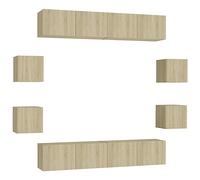 HETFTJN Set 8 Mobili Porta TV da Parete Rovere Sonoma Legno Multistrato