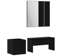 HETFTJN Set appendiabiti da corridoio con panca, specchio, 2 pannelli appendiabiti e fioriera, mobili da parete in legno da 80 cm, panca per ingresso