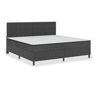 HETFTJN Set completo letto a molle, 200 x 200 cm, grigio scuro, con materasso a molle e topper, moderno letto matrimoniale in tessuto e metallo, per un sonno riposante
