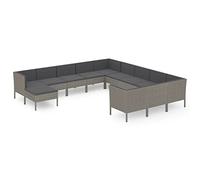 HETFTJN Set da 12 pezzi da giardino in polyrattan, grigio antracite, 69 cm, elemento angolare 57 cm, pezzo centrale resistente alle intemperie, modulare per piccoli balconi, terrazze, giardini, come