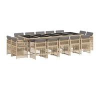 HETFTJN Set da 15 pezzi da giardino in polyrattan nero, 275 x 106 x 73 cm, pieghevole, resistente alle intemperie, per piccoli balconi, giardino e cortile