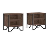 HETFTJN Set da 2 Comodini Industrial Rovere Marrone 40x30x40 cm | Stile industriale per camera da letto e soggiorno. Vano aperto inferiore e struttura in legno multistrato e metallo.