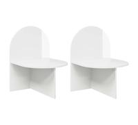 HETFTJN Set da 2 Comodini Moderni Bianco Lucido 48 x 49 x 65 cm | Mobiletto sospeso o da terra per camera da letto con piano rotondo e struttura in legno ingegnerizzato facile da pulire.