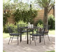 HETFTJN Set da 2 Sedie da Giardino in Poly Rattan Nero con Cuscini per Esterno, Giardino, Terrazzo o Balcone - Design Moderno e Struttura Solida in Acciaio