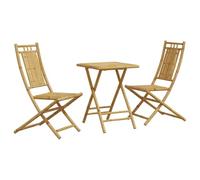 HETFTJN Set da 3 pezzi in bambù, pieghevole, 55 x 55 x 75 cm, 2 sedie, 46 x 66 x 99 cm, materiale robusto per uso esterno, design moderno per piccoli balconi, terrazze e giardini
