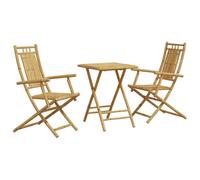 HETFTJN Set da 3 pezzi in bambù, pieghevole, 55 x 55 x 75 cm, tavolo e due sedie, 53 x 66 x 99 cm, materiale robusto per uso esterno, design moderno per piccoli balconi, giardini, terrazze