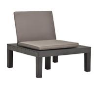 HETFTJN Set da 4 Sedie da Giardino con Cuscini in Plastica Antracite | Poltrone da esterno ergonomiche per patio, terrazza e balcone. Include morbidi cuscini marroni da 4 cm per il relax.