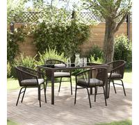 HETFTJN Set da Giardino 5 Pezzi Sedie e Tavolo in Polyrattan Marrone per Esterno, Design Elegante e Comodo, per Patio, Terrazzo o Balcone