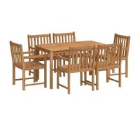 HETFTJN Set da giardino da 7 pezzi, 140 x 80 cm, in legno di teak massiccio, design moderno, robusto e durevole, per cucina, balcone, terrazza e giardino d'inverno