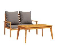 HETFTJN Set da Giardino in Legno Massello di Acacia con Cuscini 2Pz | Elegante salotto da esterno per terrazzo e patio con divanetto a due posti e tavolino basso per momenti di relax.