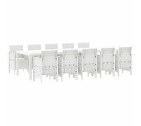 HETFTJN Set da Pranzo da Giardino 11 Pezzi con Cuscini Bianco | Perfetto per terrazza e patio, offre posti comodi per dieci persone con finitura resistente e cuscini rimovibili.