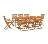 HETFTJN Set da pranzo da giardino, 220 x 90 x 75 cm, in legno massiccio di acacia, resistente alle intemperie, con 8 sedie pieghevoli, design moderno per balcone, terrazza e giardino