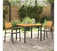 HETFTJN Set da Pranzo da Giardino 3 Pezzi in Legno di Acacia e Metallo, Tavolo Quadrato Nero con 2 Sedie per Esterno, Design Moderno per Balcone Giardino o Patio, Resistente e Pronto all'Uso
