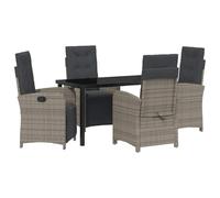 HETFTJN Set da pranzo da giardino, 5 pezzi, in rattan sintetico, 140 x 70 cm, design moderno, robusto e durevole, per giardino, terrazza, balcone