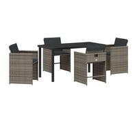 HETFTJN Set da pranzo da giardino, 5 pezzi, in rattan sintetico, larghezza seduta 45,5 cm, gambe in acciaio, piano in vetro, design moderno, materiale robusto per uso esterno per balcone, terrazza