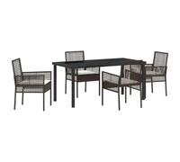 HETFTJN Set da pranzo da giardino, 5 pezzi, tavolo da giardino in polyrattan, 70 x 70 cm, con 4 sedie da giardino e cuscini, design moderno, robusto e durevole, per terrazza, balcone, piccolo e lounge