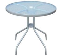 HETFTJN Set da Pranzo da Giardino 5 pz Tavolo in Vetro e 4 Sedie Grigio | Arredo resistente per terrazzo o patio con sedie impilabili salvaspazio e tavolo dotato di foro per ombrellone estivo.
