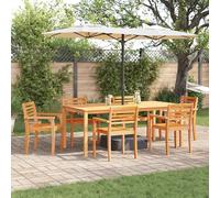 HETFTJN Set da Pranzo da Giardino 9 Pezzi in Legno di Acacia Massello, Tavolo e Sedie Esterno Rettangolare Marrone per Patio Balcone, Robusto e Confortevole con Design a Listelli
