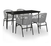 HETFTJN Set da pranzo da giardino grigio 140 x 70 cm, con telaio in acciaio e rattan UV, altezza seduta 46 cm, set da balcone