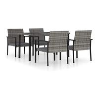 HETFTJN Set da pranzo da giardino in polyrattan grigio, 140 x 70 cm, con 4 sedie, resistente alle intemperie, design moderno, robusto, per giardino, terrazza e piccolo balcone