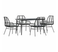 HETFTJN Set da pranzo da giardino in rattan sintetico, 140 x 70 cm, resistente alle intemperie, con 4 sedie e cuscini rimovibili, design robusto per piccoli balconi, terrazze e giardini