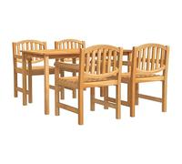 HETFTJN Set da pranzo da giardino in teak, 140 x 80 cm, 4 sedie, resistente alle intemperie, salvaspazio, moderno, durevole