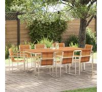 HETFTJN Set da Pranzo Esterno 9 Pezzi in Legno Massello di Acacia, Tavolo da Giardino 200x90x74.5 cm con 8 Sedie, Design Elegante per Balconi e Patii