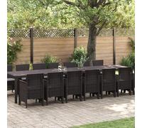 HETFTJN Set da Pranzo per Esterno 15 Pezzi con Tavolo 360x90x73 cm e 14 Sedie in Polyrattan Marrone Cuscini, Design Moderno per Giardino Balcone Patio