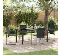 HETFTJN Set da Pranzo per Esterno 5 Pezzi con Tavolo e Sedie Giardino in Textilene Nero, Seduta Comoda con Schienale e Braccioli, Struttura Acciaio Verniciato Pieghevole per Giardino Balcone Terrazzo