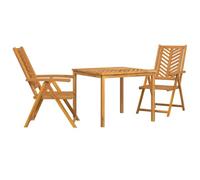 HETFTJN Set da Pranzo per Giardino 3 Pz in Legno Massello di Acacia Marrone | Mobili per giardino e terrazza composti da tavolo quadrato 90x90cm e 2 poltrone recliner in acacia oliata.