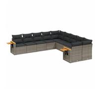 HETFTJN Set di 10 divani da giardino in polyrattan ad angolo e centrale 62 x 62 x 69 cm, con molle a gas, cuscino modulare, protezione dalle intemperie, balcone, terrazza
