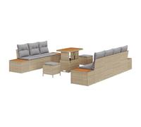 HETFTJN Set di 10 divani da giardino in rattan sintetico, con tavolo e sgabello, modulare, resistente alle intemperie, terrazza/balcone/giardino, moderno, robusto, durevole
