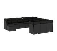 HETFTJN Set di 12 divani da giardino in polyrattan, 62 x 62 x 69 cm, con vano portaoggetti e cuscino, modulare, per balcone, terrazza e giardino, materiale resistente alle intemperie