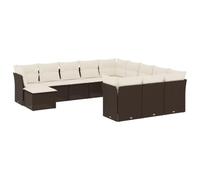 HETFTJN Set di 12 divani da giardino in polyrattan, colore marrone, con seduta e spazio per piccoli balconi, terrazze, sala da giardino, per esterni, set da 12 pezzi