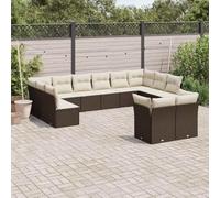 HETFTJN Set di 12 mobili da giardino in rattan sintetico marrone per balcone, terrazza e giardino, modulare, 55 x 62 x 69 cm, resistente ai raggi UV, crea un'atmosfera lounge per piccoli balconi fino