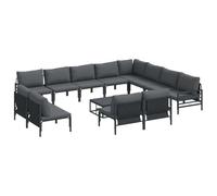 HETFTJN Set di 13 divani da giardino in acciaio verniciato a polvere, design moderno con cuscino da esterno in poliestere, per giardino, terrazza, balcone, fresco e comodo per familiari e amici