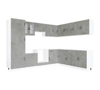 HETFTJN Set di 14 mobili da cucina Lucca, cucina moderna grigio cemento, mobili da cucina modulari in legno con armadio angolare, pensili e costruzione fornelli per cucina