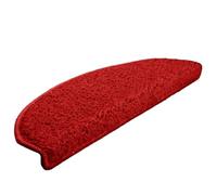 HETFTJN Set di 15 tappetini per gradini, 65 x 21 x 4 cm, semicircolari, autoadesivi, in 100% polipropilene, protezione acustica per interni, lavabili, per scale in legno, colore rosso