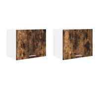 HETFTJN Set di 2 armadi da cucina, in rovere affumicato e bianco, 50 x 31 x 40 cm, in legno con porta e cerniera, design moderno, robusto e durevole, per cucina, sala da pranzo, ufficio