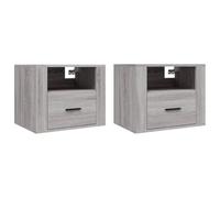 HETFTJN Set di 2 Comodini a Parete Grigio Sonoma 50x36x40 cm | Mobiletti sospesi per camera da letto con vano portaoggetti, ideali per ottimizzare lo spazio senza ingombro a terra.