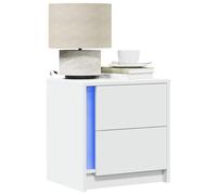 HETFTJN Set di 2 comodini, bianco, 43 x 34 x 45 cm, in legno con LED RGB e porta USB, per la camera da letto, per il soggiorno