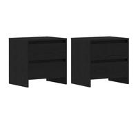 HETFTJN Set di 2 comodini con 2 cassetti in legno, per camera da letto, stile rustico, 45 x 34 x 44,5 cm, colore: nero