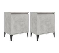 HETFTJN Set di 2 comodini con gambe in metallo, design industriale per camera da letto, tavolini in legno grigio cemento, 40 x 30 x 50 cm, stabile consolle con scomparto