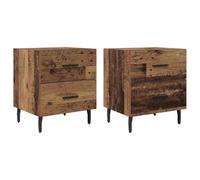 HETFTJN Set di 2 Comodini da Notte in Legno Vecchio 40x35x47,5 cm | Eleganti tavolini laterali salvaspazio con piedi in acciaio opaco, ideali per la camera da letto o la zona notte.
