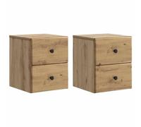 HETFTJN Set di 2 comodini da parete in rovere Artisan con 4 cassetti, consolle da parete per camera da letto, compatto, montaggio a parete, 34,5 x 33 x 40 cm