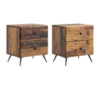 HETFTJN Set di 2 comodini effetto legno anticato, 43 x 34,5 x 47,5 cm, comodino in legno con 4 cassetti, comodino compatto per camera da letto e camera degli ospiti