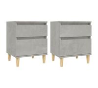 HETFTJN Set di 2 Comodini Grigio Cemento 40x35x50 cm per Camera da Letto | Eleganti tavolini da notte compatti con vano portaoggetti e gambe in eucalipto per la zona notte